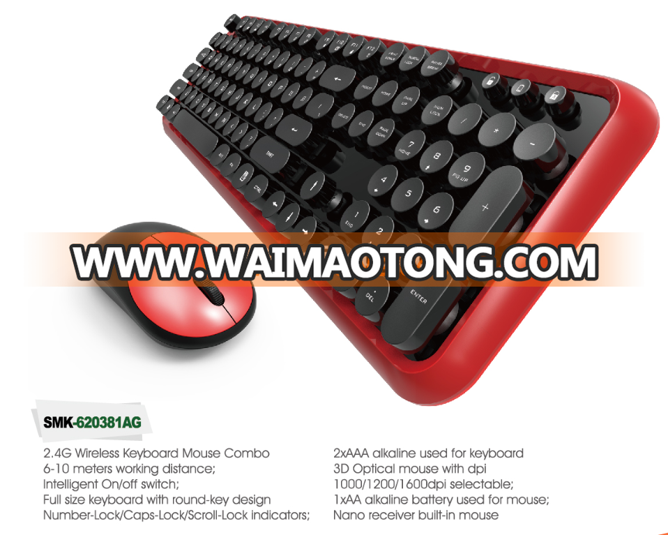 round keycap merbrane wireless keyboard and mouse